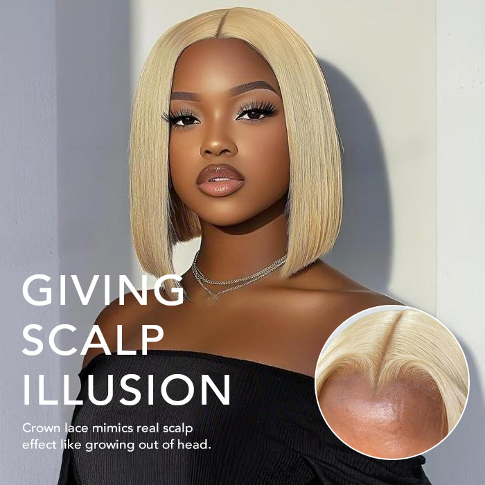 613 Blonde Straight Bob Wigs Human Hair Glueless HD Lace Wig with Pre – Hermosa Hair