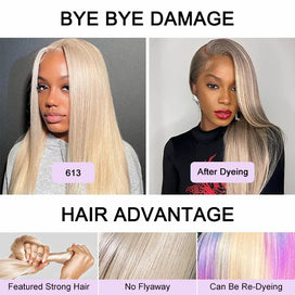 613 Blonde 13x6 HD Lace Front Human Hair Wigs Pre Plucked Straight Human Hair