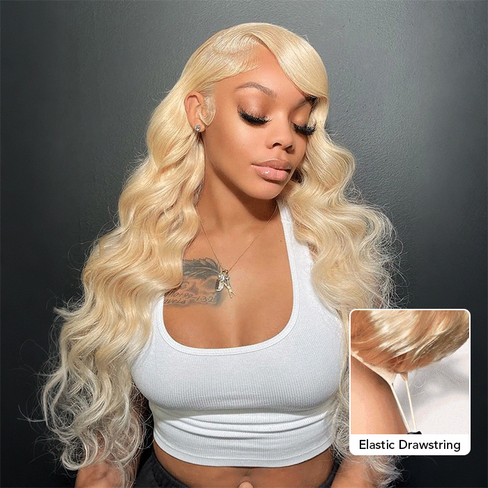 #613 Blonde Body Wave Pull Go Drawstring 13x6 Full Lace Front Glueless Wig