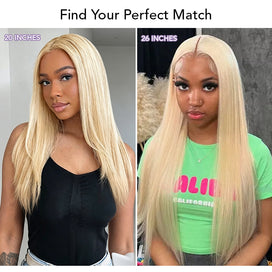 613 Blonde Straight Pull And Go Drawstring 13x6 HD Lace Front Human Hair Wigs Pre Plucked
