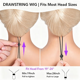 613 Blonde Straight Pull And Go Drawstring 13x6 HD Lace Front Human Hair Wigs Pre Plucked