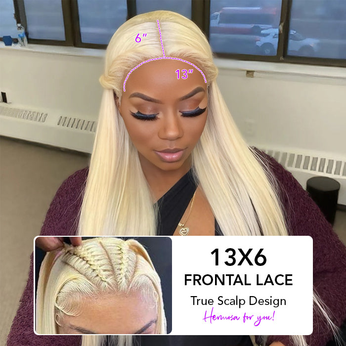#613 Blonde Glueless Pull Go Drawstring Wigs Silky Straight 13x6 Full HD Lace Frontal Wig with Pre Plucked Hairline