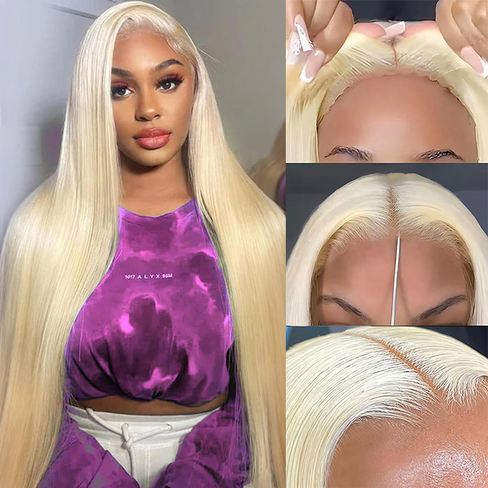Ombre Blonde 613 Colored Human Hair Wigs 13x6 Lace Fronat Wig with Pre Plucked Hairline 180% Density