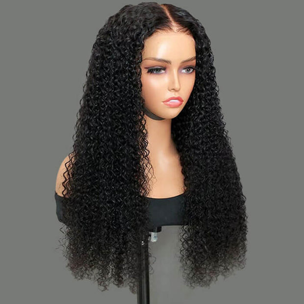 Pre-Cut HD Lace 8x5 Pre Bleached Curly Human Hair Wigs Put on and Go Glueless Wig Super Secure