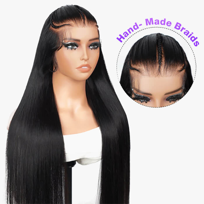 Pre Braided Human Hair Wigs Straight and Water Wave 13x6 Glueless Ready To Go Wigs