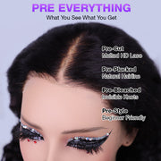 Deep Wave Ready Go Glueless Wigs 8x5 HD Lace Pre Cut Lace Closure Wigs