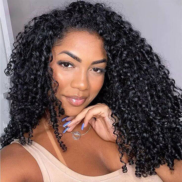 Luxury Coily Deep Curly Glueless 8x5 Closure HD Lace Wigs Double Drawn Human Hair Wigs