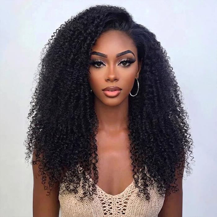 Glueless Jerry Curly Human Hair Wigs With Drawstring Pre Cut 8x5 HD Lace Closure Wigs for Beginners Pre Plucked Pre Bleached