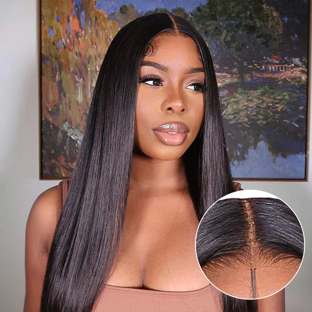 2Wigs = $199 | Silky Straight & Body Wave Super Natural Glueless 8x5 HD Lace Bleached Knots Put On & Go Wig