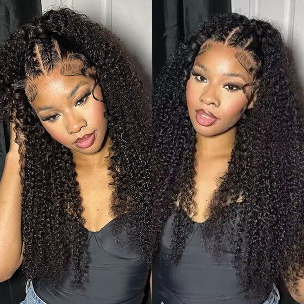 2Wigs = $199 | Jerry Curly & Silky Straight 8x5 HD Lace Glueless Wig Ultra Natural & Bleached for Effortless Styling