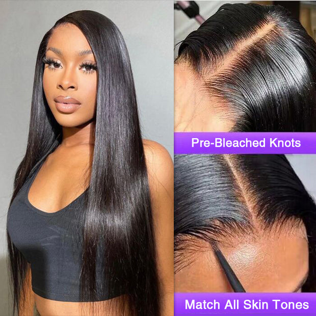 [2Wigs 220%] Deep Wave & Silky Straight Pre Bleached Pre Cut HD Lace Wear Go Glueless Wig