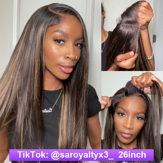 Blonde Highlight HD Lace Closure Wigs #FF1B/27 Color Glueless Ready & Go Wig