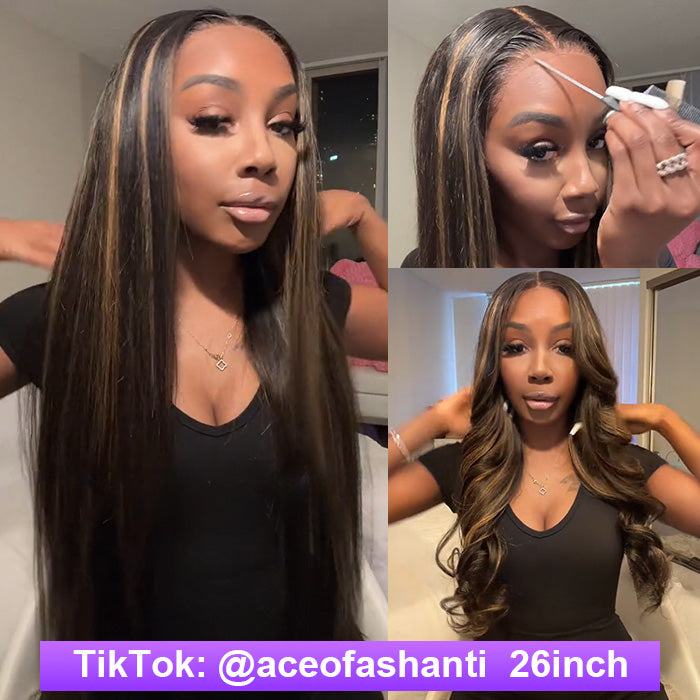 Blonde Highlight 8*5 Pre Cut HD Lace Closure Wigs #P1B/27 Color Glueless Wear & Go Wig