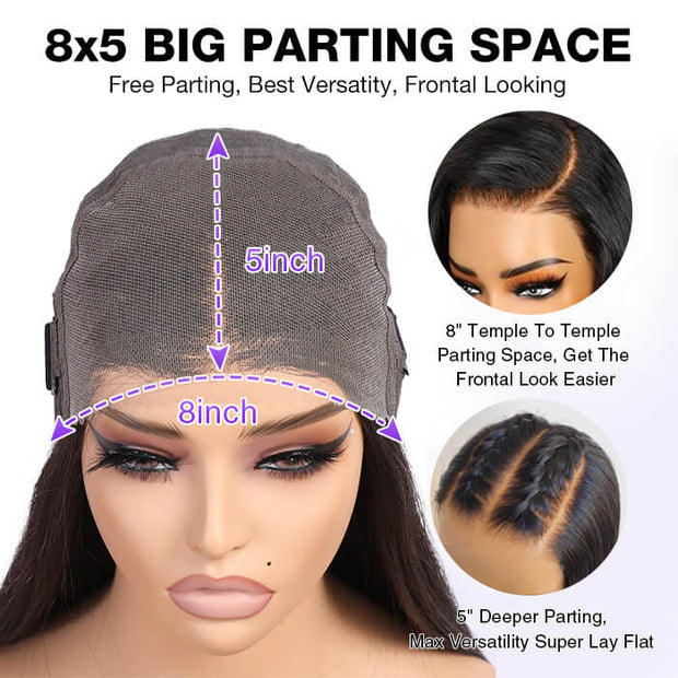 [2Wigs 26inch] Straight & Kinky Straight 8x5 Zig Zag Pre Cut HD Lace Ready to Go Glueless Wigs