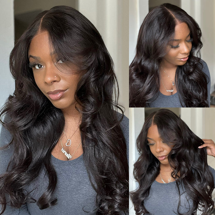 Face-Framing Curtain Bangs Body Wave Wig Glueless Pre Cut 8x5 HD Lace Ready To Go Wig Pre Plucked Pre Bleached