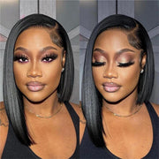 Short Side Part Bone Straight Human Hair Wigs Asymmetrical  display picture 3