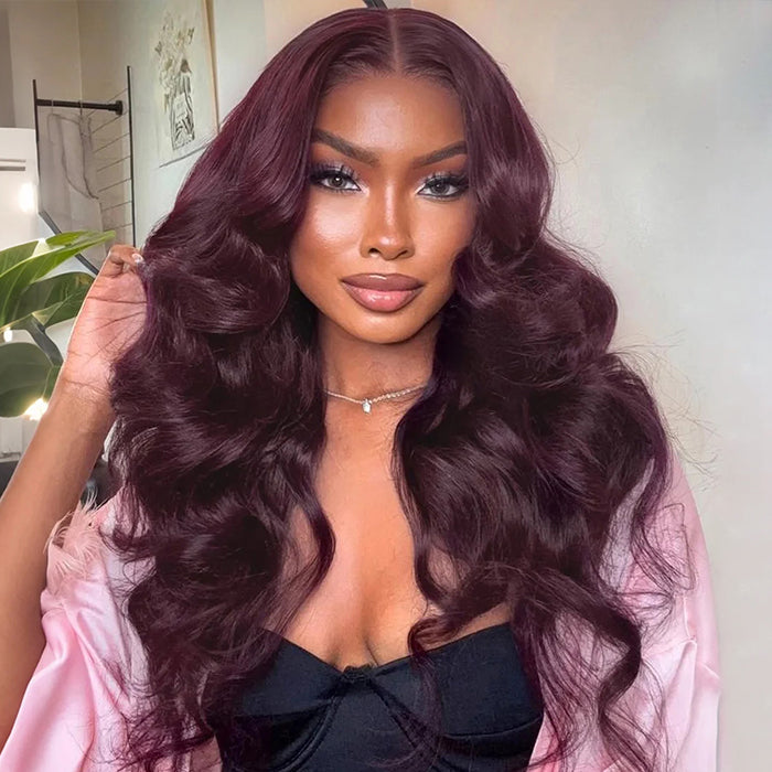 Black Cherry Body Wave Human Hair Wigs Pre Cut 8x5 HD Lace and 13x4 Lace Frontal Wig Put on and Go