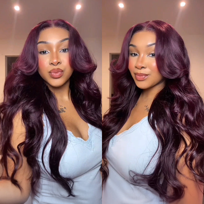 body wave black cherry human hair lace wig