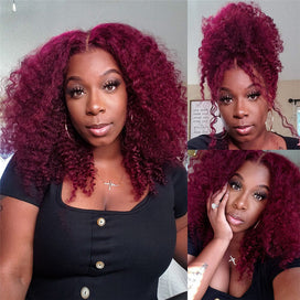 13x6 HD Lace Front Wig 99J Burgundy Colored Human Hair Wigs with Pre Plucked Hairline