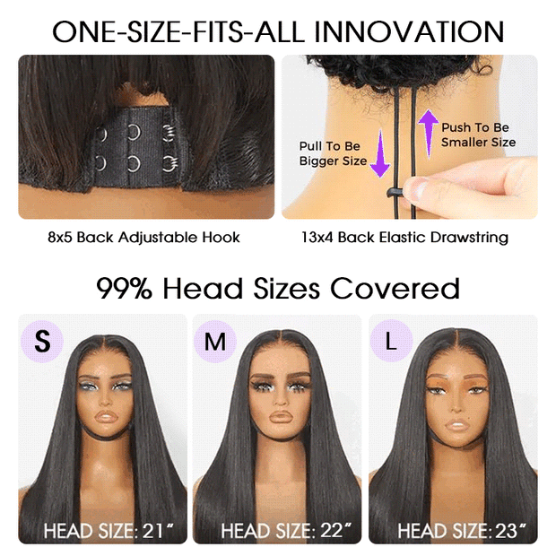 Put on go® Wigs Straight / Body Wave Blonde Highlight Glueless 8x5 Closure HD Lace Wig Pre-Cut Lace