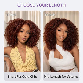 Layered Curly Wig Brown Auburn Color Double Drawn Human Hair Wigs 250% Density Glueless Drawstring 5x5 HD Lace