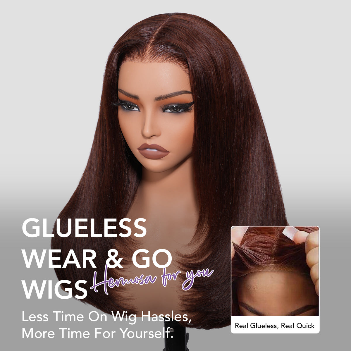 Middle Part Layered Straight Auburn Brown Hair Colored Lace Front Wigs 100% Human Hair 220% Density Pre-Cut Lace