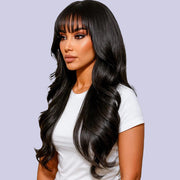 Body Wave Wig With Bangs Brazilian Remy Human Hair Wigs For Women Pre Cut Lace