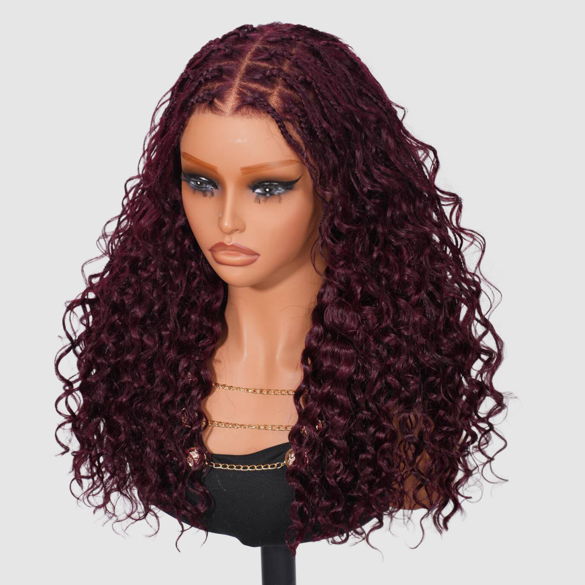 black cherry glueless knotless boho braided wig