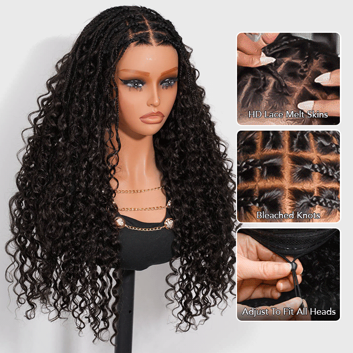 knotless boho braided lace front wig human hair