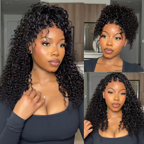 Knotless Boho Braided Curly Wigs Drawstring 13x6 Frontal HD  display picture 1