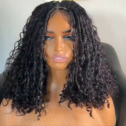 Short Boho Braids Wig Drawstring 13x6 HD Full Lace Frontal Human Hair Wigs for Black Women