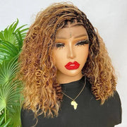 Short Boho Braids Wig Drawstring 13x6 HD Full Lace Frontal Human Hair Wigs for Black Women