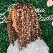 HD Lace Human Hair Braided Curly Wig Glueless 8x5 HD Lace Wigs For Women P4/27 Highlight Color