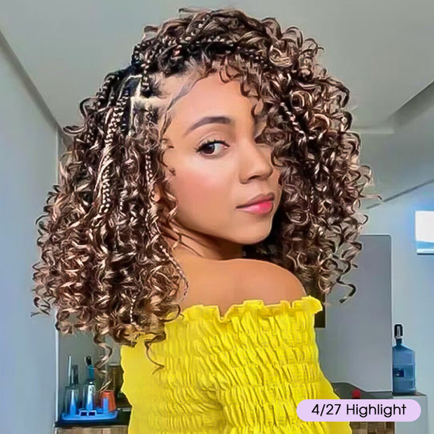 Short Boho Braids Wig Drawstring 13x6 HD Full Lace Frontal Human Hair Wigs for Black Women