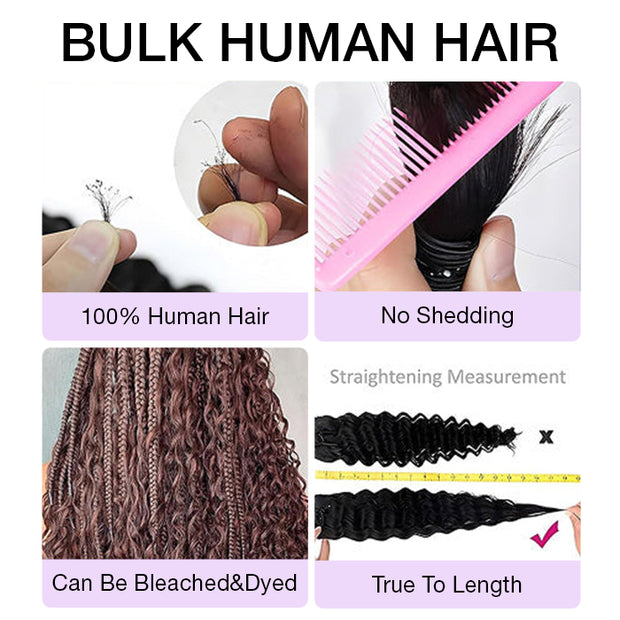 Deep Wave Bulk Hair For Boho Knotless Braiding 100% Human Hair