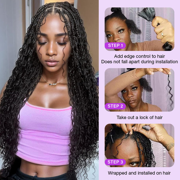 Deep Wave Bulk Hair For Boho Knotless Braiding 100% Human Hair