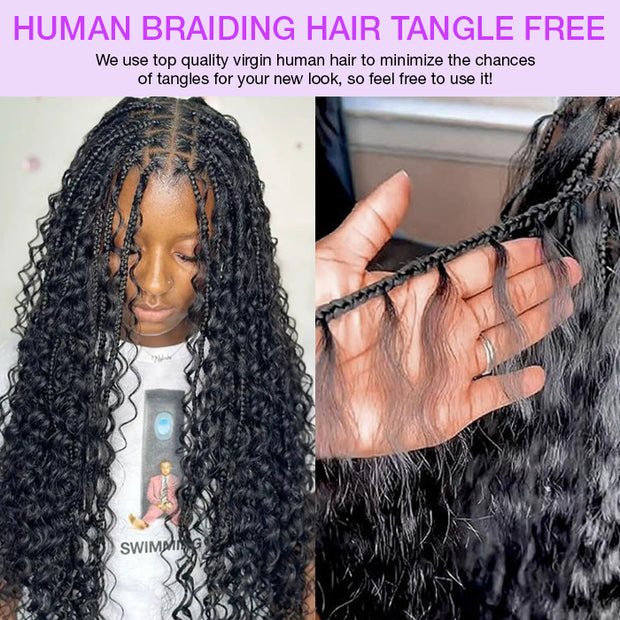Deep Wave Bulk Hair For Boho Knotless Braiding 100% Human Hair