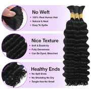 Deep Wave Bulk Hair For Boho Knotless Braiding 100% Human Hair