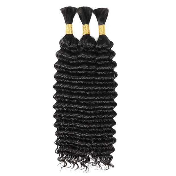 Deep Wave Bulk Hair For Boho Knotless Braiding 100% Human Hair