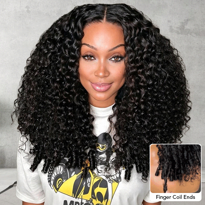 Burmese Curly V Part Wig With With Spiral Ends Beginner Friendly Glueless Human Hair Wig