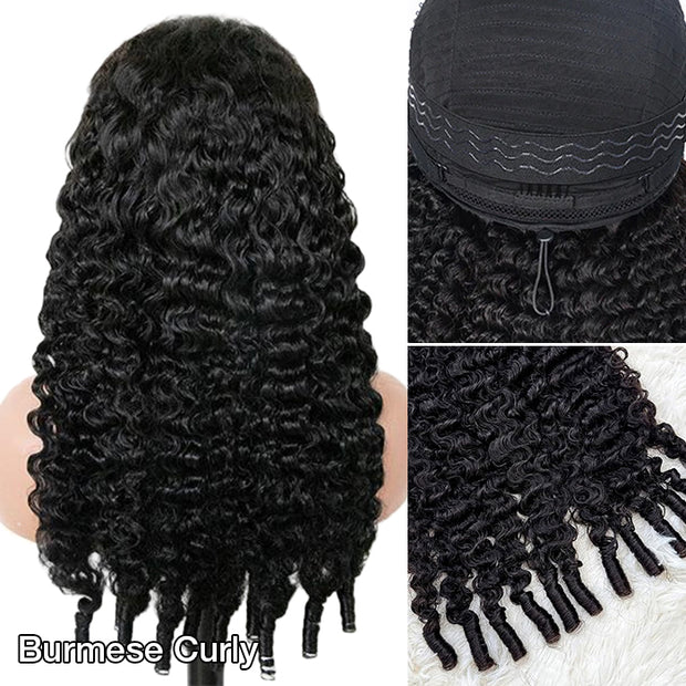 3 In 1 Half Wigs Kinky Curly Flip Over Human Hair Wigs Glueless Install Half Wig With Adjustable Drawstring Beginner Friendly