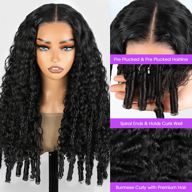New In Burmese Curly Human Hair Glueless 8x5 HD Lace Wig for Beginners Drawstring 13x6 HD Lace Frontal Wigs