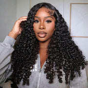 Burmese Curly with Finger Coil Ends Glueless 13x4 HD Lace Frontal Human Hair Wigs with Elastic Drawstring Friendly To All Heads