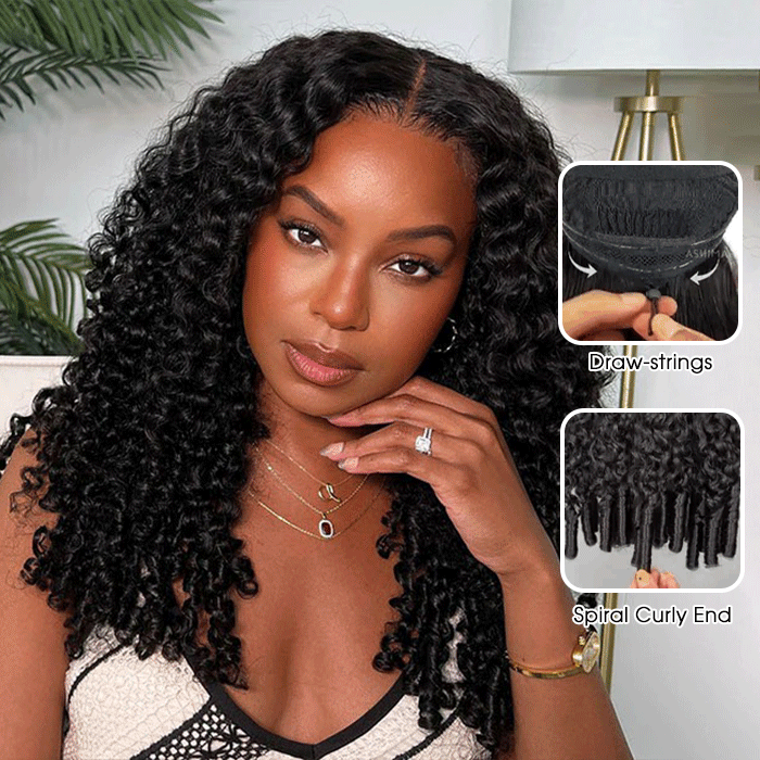 New In Burmese Curly Human Hair Glueless 8x5 HD Lace Wig for Beginners Drawstring 13x6 HD Lace Frotnal Wigs