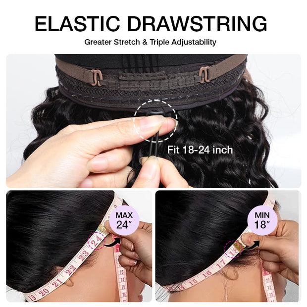 Glueless Pre Braided Wig Deep Wave Drawstring 13x6 Full HD Lace Frontal Human Hair Wigs For Women