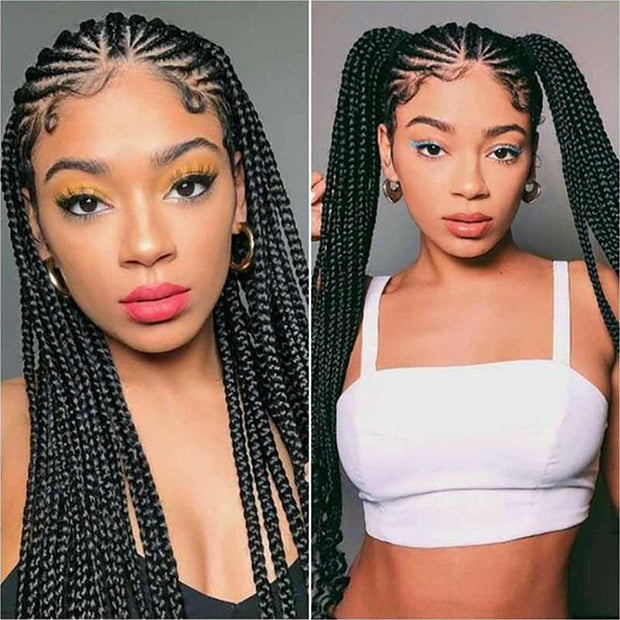 Full Lace Braided Wigs HD Lace Human Hair Goddess Braids Styles 280% Density For Sale