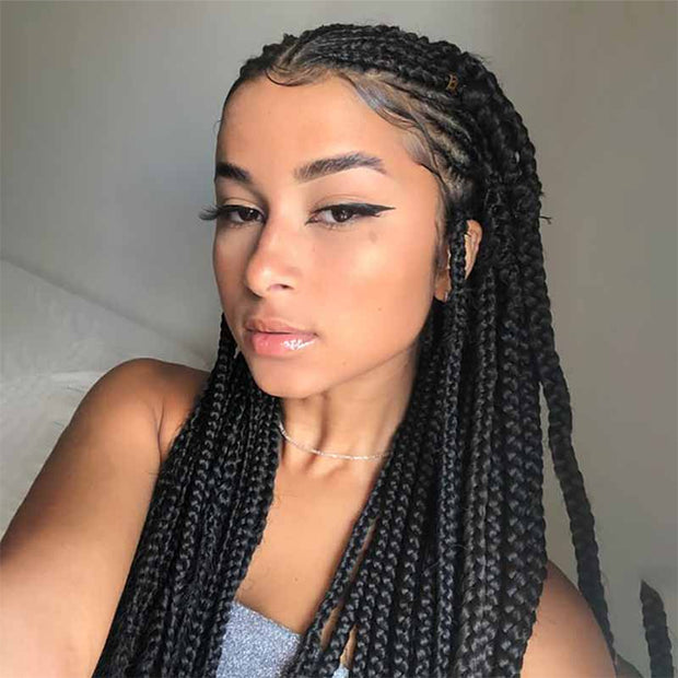Full Lace Braided Wigs HD Lace Human Hair Goddess Braids Styles 280% Density For Sale