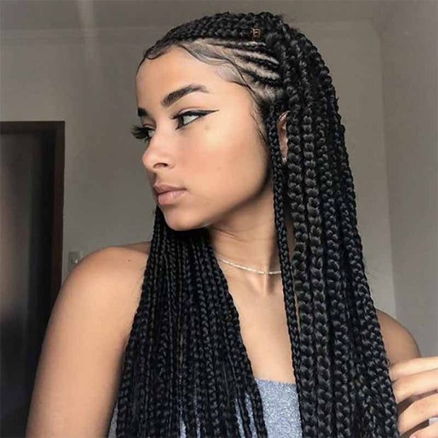 Full Lace Braided Wigs HD Lace Human Hair Goddess Braids Styles 280% Density For Sale