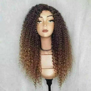 Curly Wig Ombre Auburn Brown 100% Human Hair 360 Skin Lace Frontal Invisi String Pre Everything Glueless Wig