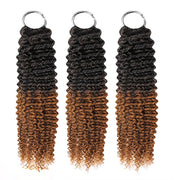 #T1B/30 Ombre Brown Crochet Hair Small Kinky Curly Feather Human Hair Extension